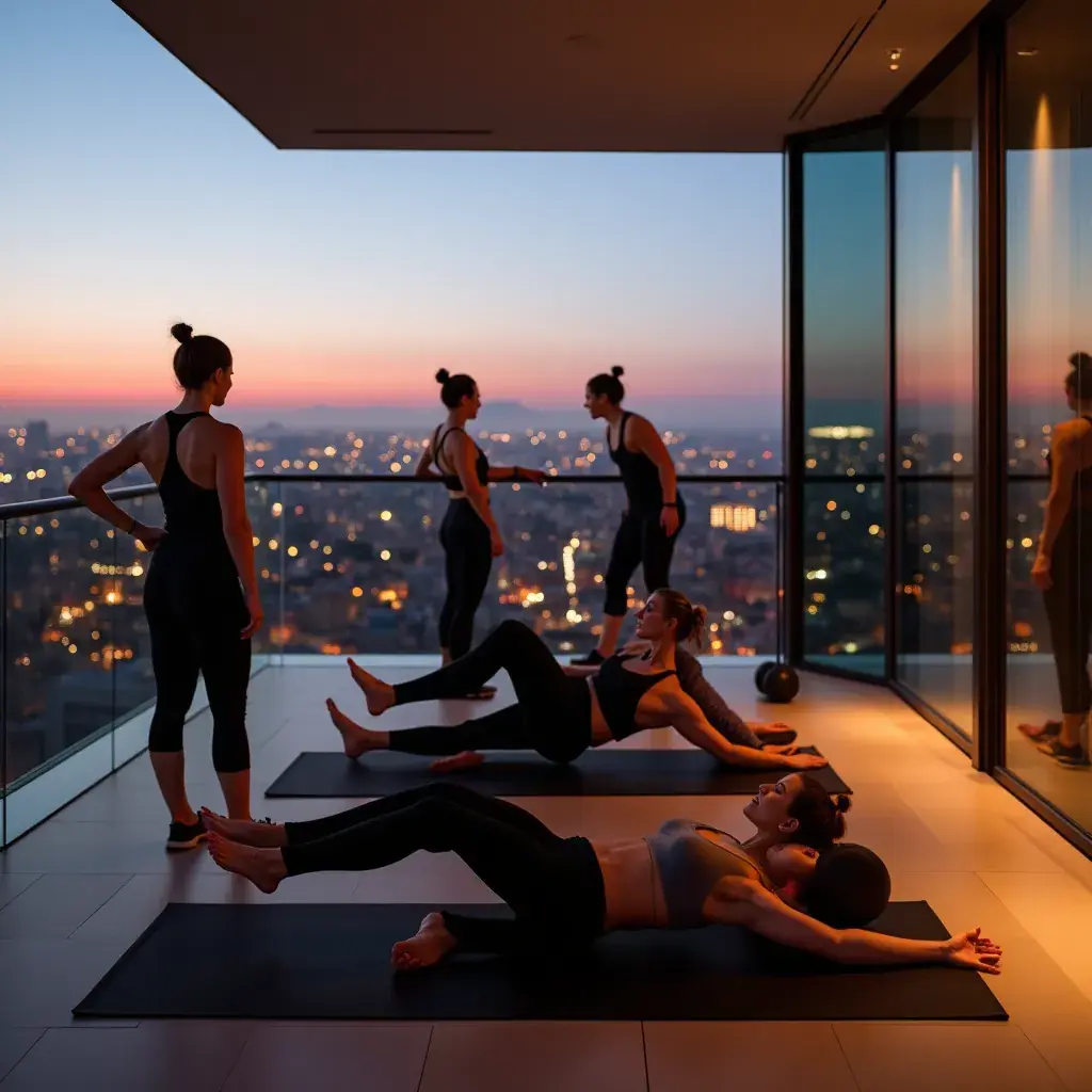 Grupo de personas realizando ejercicios de resistencia para fortalecer los músculos.