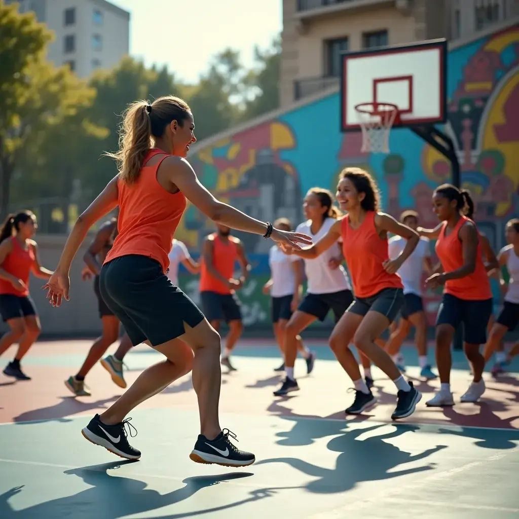 Mujer usando bandas de resistencia para tonificar los brazos y hombros.